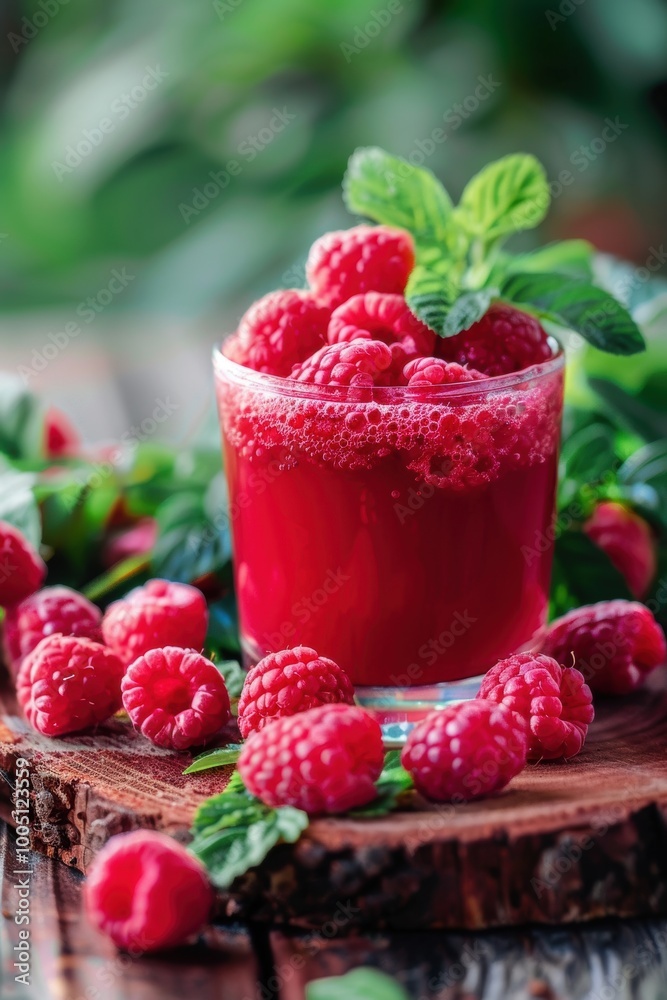 Delicious tasty juice drink with raspberry fruit Delicious tasty juice drink with raspberry fruit