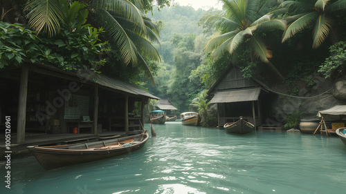 Ai image generate house by the river