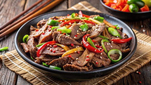 Tender and flavorful beef bulgogi, featuring thinly sliced marinated beef , Korean, cuisine, food, dish, savory, marinated