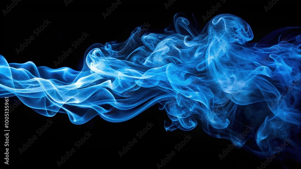 Bright blue smoke swirling elegantly against a black background, blue, smoke, abstract, vibrant, colorful, isolated Bright blue smoke swirling elegantly against a black background, blue, smoke, abstract, vibrant, colorful, isolated