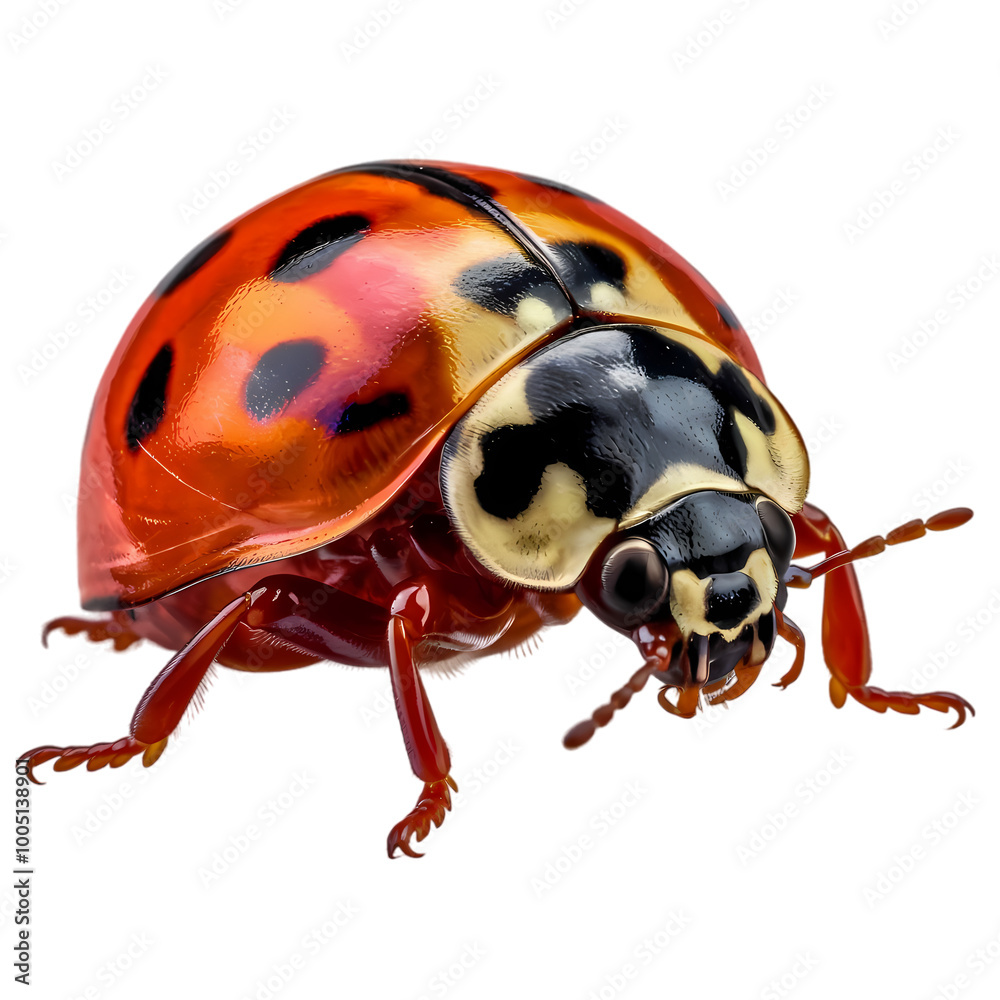 Close-Up of a Ladybug Crawling on a White Surface Close-Up of a Ladybug Crawling on a White Surface