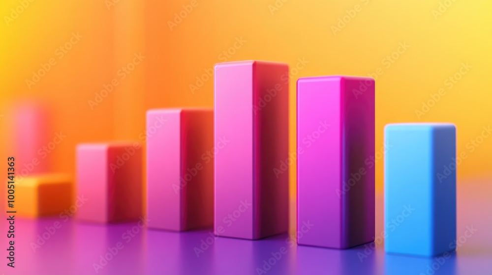 Colorful Bar Graph with Vibrant Background Colorful Bar Graph with Vibrant Background