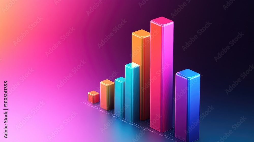Colorful Bar Graph on Gradient Background Colorful Bar Graph on Gradient Background