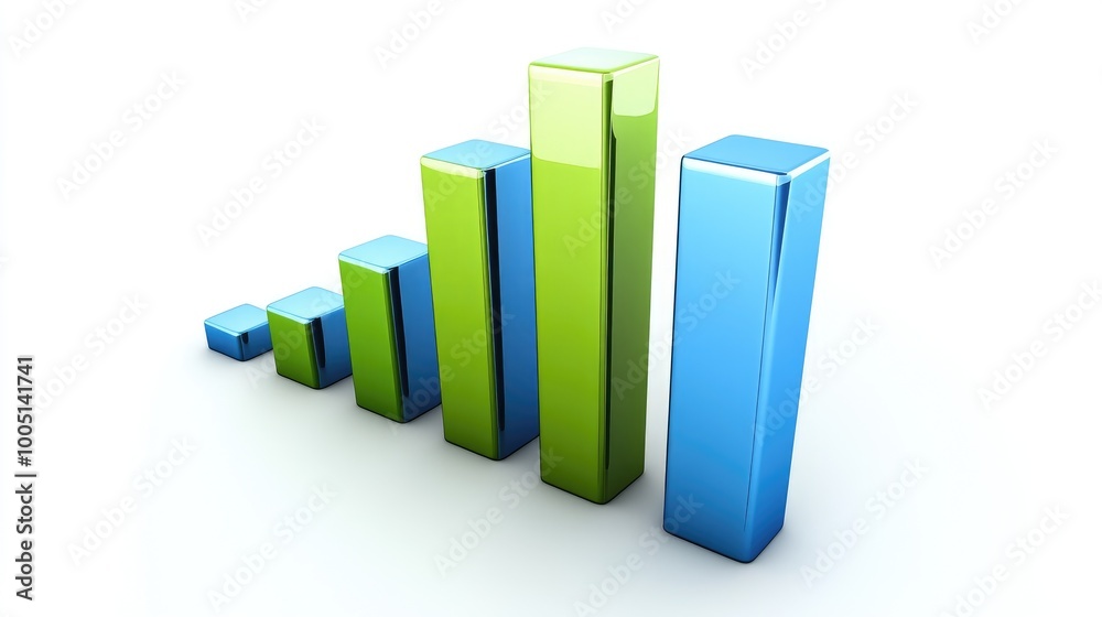 Growth Chart with Colorful Bars on White Background Growth Chart with Colorful Bars on White Background