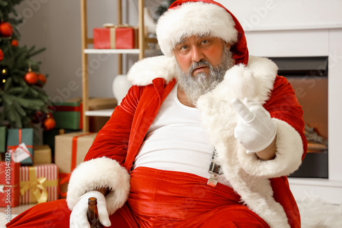 Drunk Santa Claus with beer...