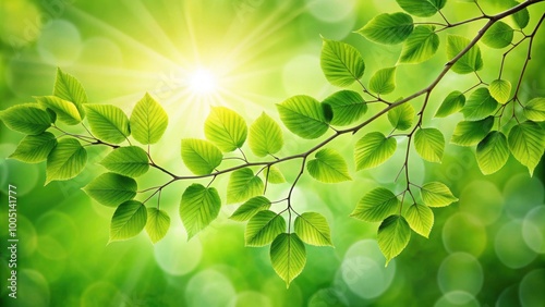 Wallpaper Mural Fresh green tree branch with leaves in sunlight, isolated on background, perfect for spring designs , green, tree, branch Torontodigital.ca