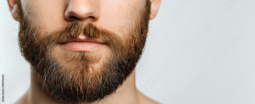 Close-up of a man's beard and mustache on a white background. Close-up of a man's beard and mustache on a white background.