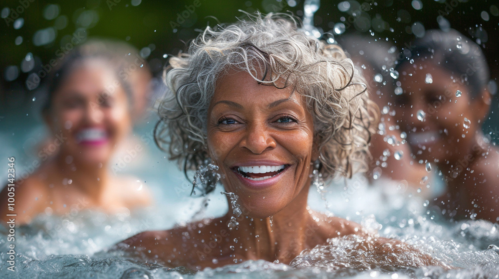 Obraz premium Active, fit senior women woman on the swimming pool