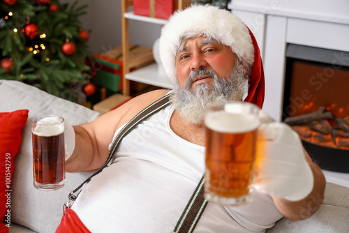 Bad Santa Claus drinking be...