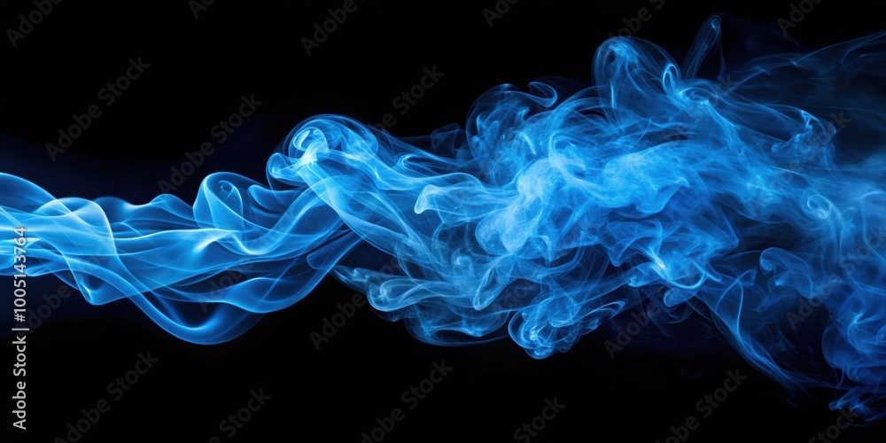 Bright blue smoke swirls gracefully against a black background, blue, smoke, swirls, isolated, abstract, vibrant, colorful Bright blue smoke swirls gracefully against a black background, blue, smoke, swirls, isolated, abstract, vibrant, colorful