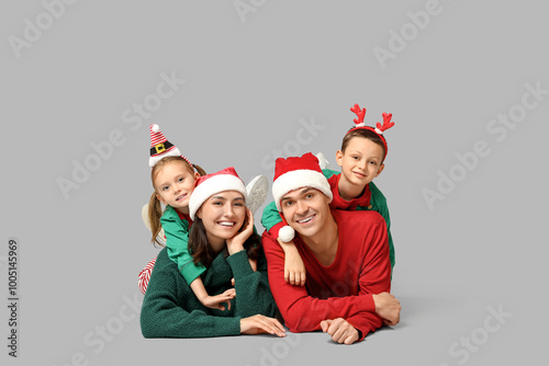 Happy family in Christmas c...
