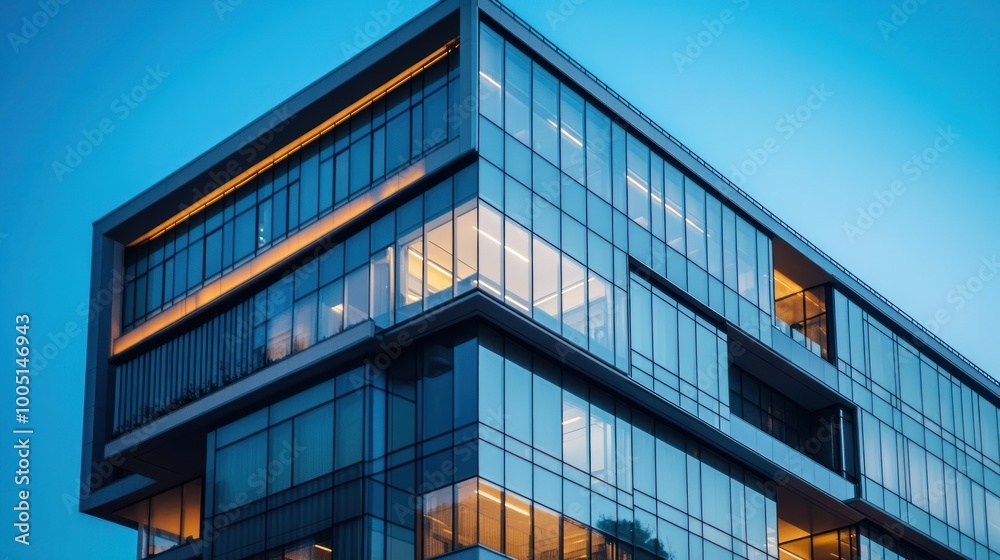 Modern office building in the evening Modern office building in the evening