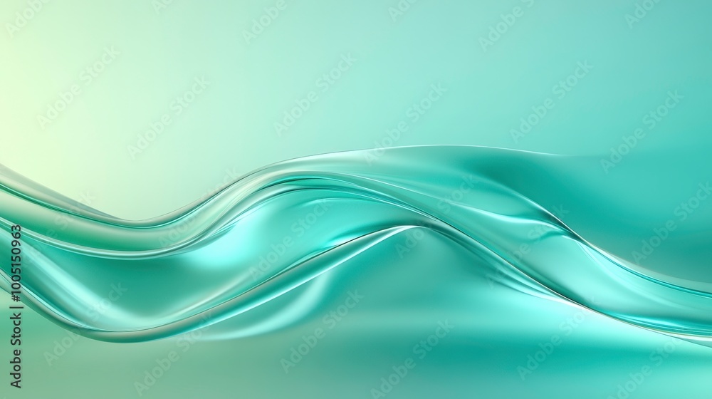 Fototapeta premium A green wave with a silver tint