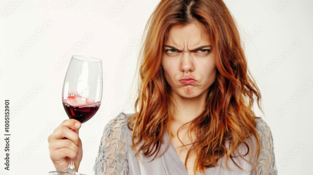 A drunken exhuasted messy female holding a glass of red wine A drunken exhuasted messy female holding a glass of red wine