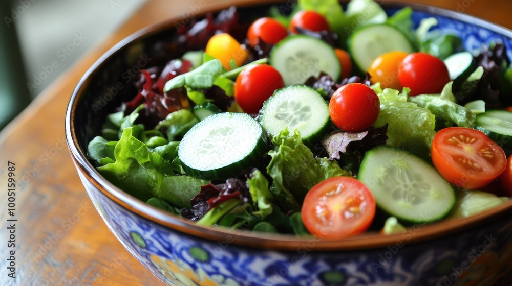 Fresh Vegetable Salad in Colorful Bowl Fresh Vegetable Salad in Colorful Bowl
