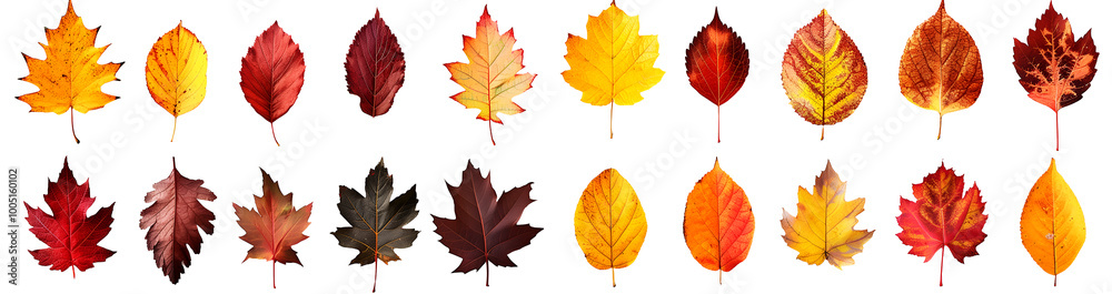 Fototapeta premium set of autumn leaves on white background