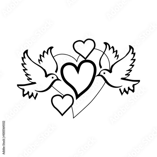 heart and  bird wings  art