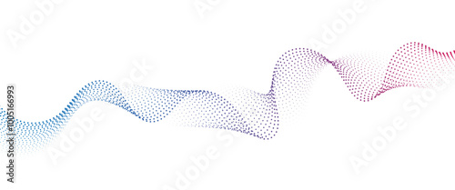 Flowing Dot Wave halftone gradient pattern on transparent background 