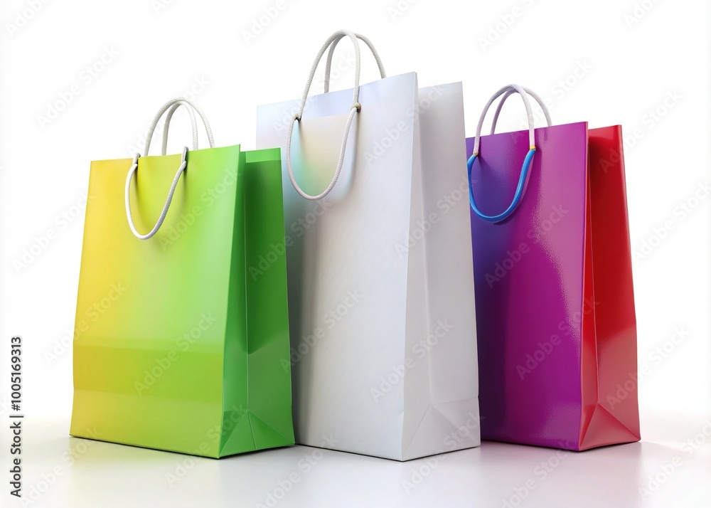 Blank White Shopping Paper Bags Set for 3D Rendering and Design Projects or Commercial Use Blank White Shopping Paper Bags Set for 3D Rendering and Design Projects or Commercial Use