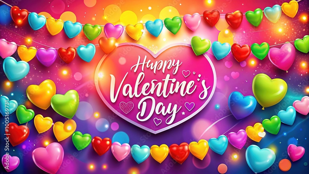 Celebrate love with a vibrant Valentine's Day banner adorned with heart shapes and a colorful background, perfect for enhancing your festive decor and spreading joy. Celebrate love with a vibrant Valentine's Day banner adorned with heart shapes and a colorful background, perfect for enhancing your festive decor and spreading joy.