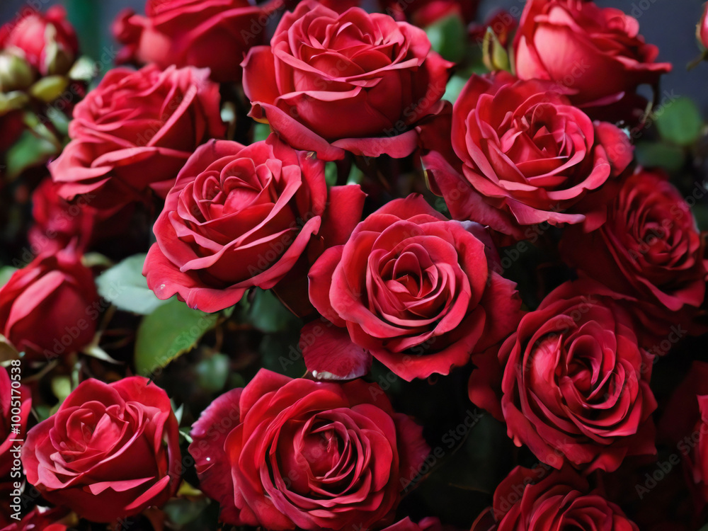 Close-up of a bouquet of crimson roses Close-up of a bouquet of crimson roses