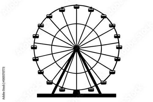 Ferris wheel silhouette, circle.Vector illustration, icon white background