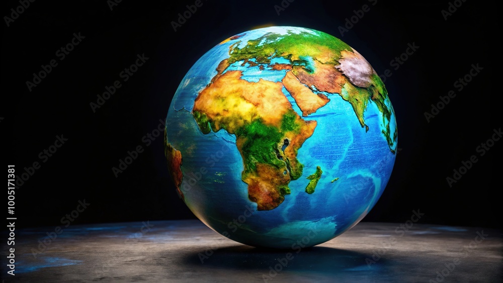 Earth Globe on Black Background, Symbolizing Global Awareness, Environment, and International Unity Earth Globe on Black Background, Symbolizing Global Awareness, Environment, and International Unity