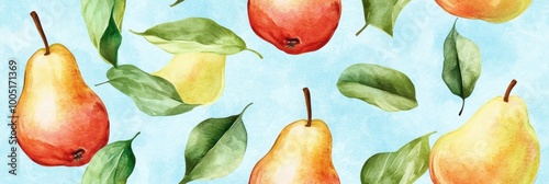 Seamless repetitive pattern background of fresh pear for fabric design