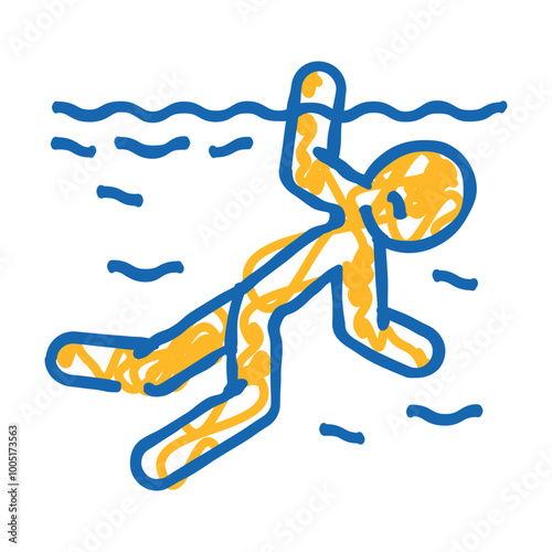 drowned man accident doodle icon sketch vector. drowned man accident sign. isolated symbol illustration