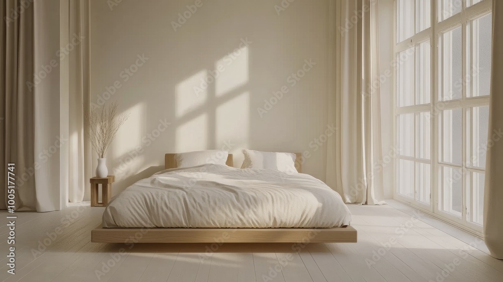 Calm and Minimalist Bedroom with Natural Light Calm and Minimalist Bedroom with Natural Light