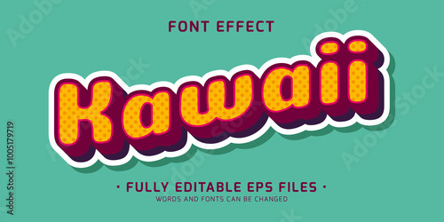 Vector editable font effect kawaii doodle style