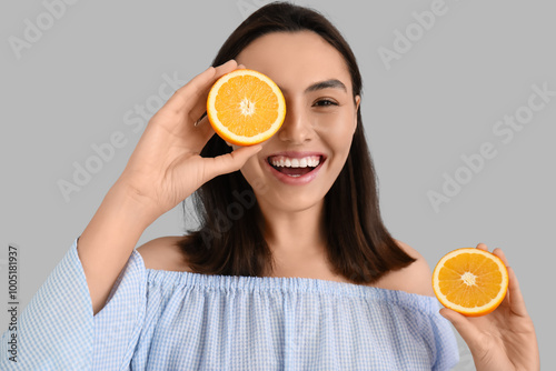 Happy young woman with fres...