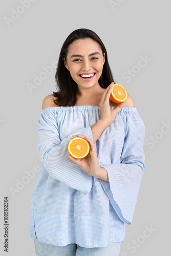 Happy young woman with fres...