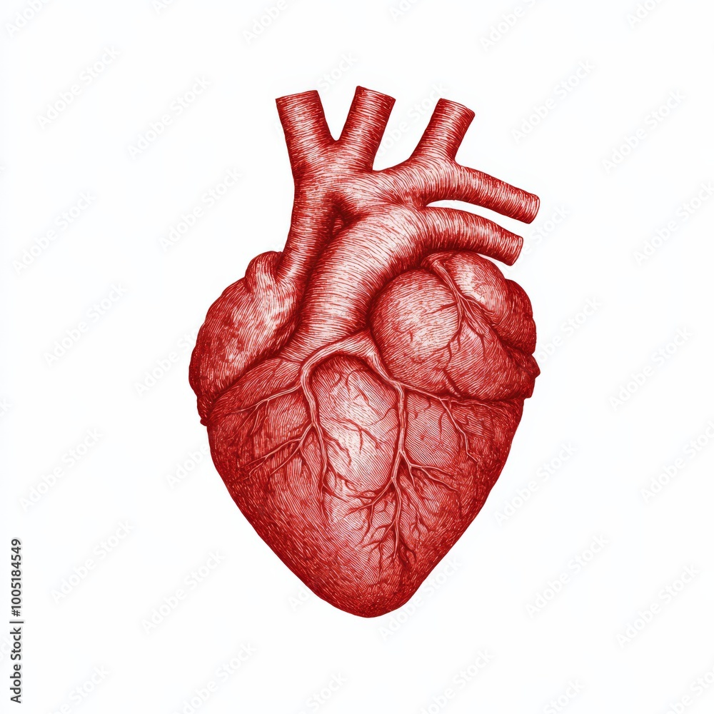 Clean and detailed digital illustration of a human heart with labeled arteries and veins isolated on a white background Perfect for use in cardiology advertisements fitness campaigns and medical websi Clean and detailed digital illustration of a human heart with labeled arteries and veins isolated on a white background Perfect for use in cardiology advertisements fitness campaigns and medical websi