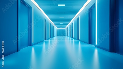 Glowing Futuristic Corridor Guiding the Way to an Advanced Facility
