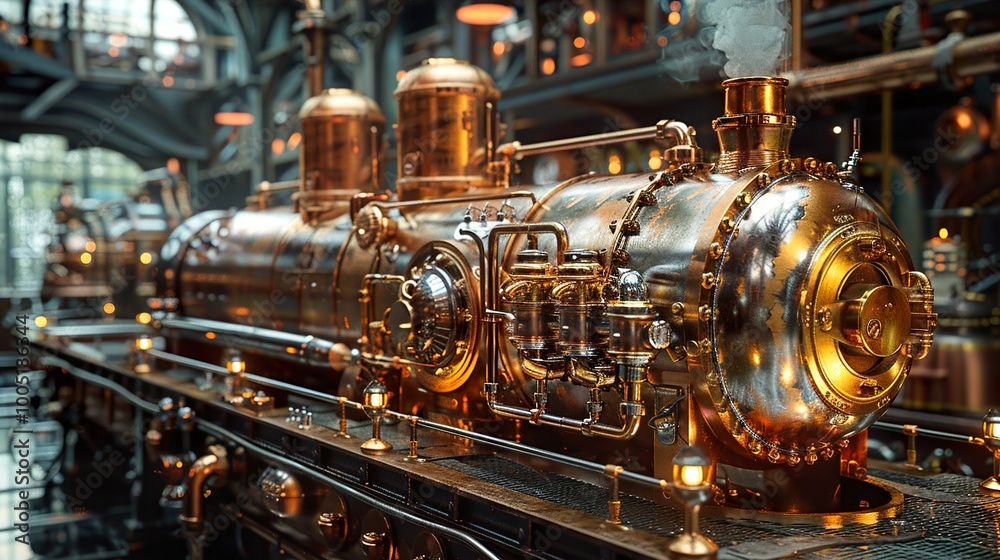 Steampunk Train Engine: A Detailed Digital Artwork Steampunk Train Engine: A Detailed Digital Artwork