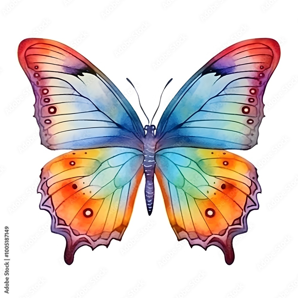 Fototapeta premium Vibrant Watercolor of a Colorful Butterfly with Stunning Wings