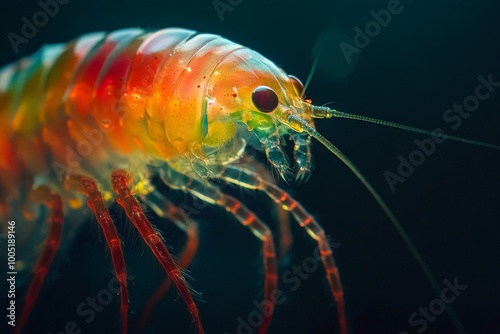 Wallpaper Mural Mystic portrait of Amphipods, copy space on right side, Close-up View, isolated on black background Torontodigital.ca