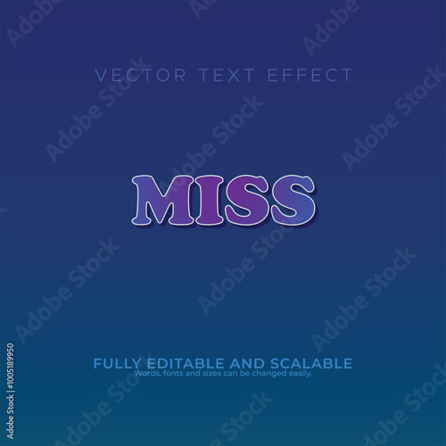 miss vector editable text effect