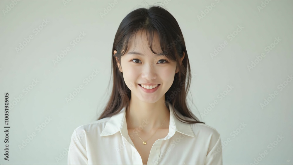 Portrait of a Japanese Woman with a Natural Smile - Bright and Clean Expression