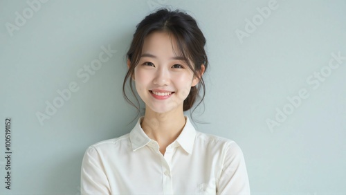 Portrait of a Japanese Woman with a Natural Smile - Bright and Clean Expression