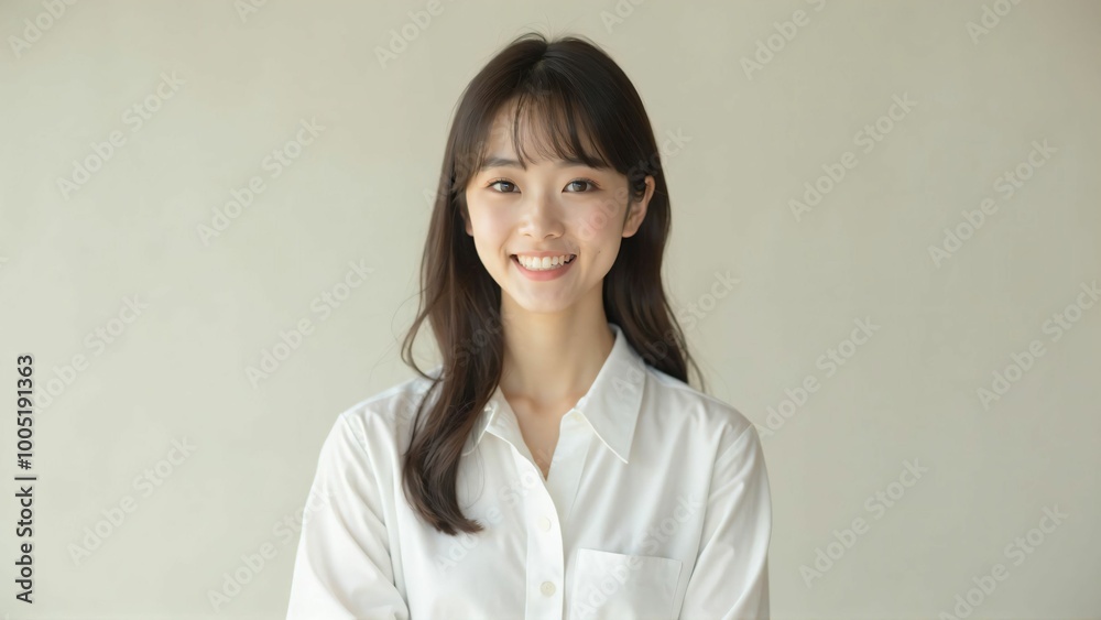 Portrait of a Japanese Woman with a Natural Smile - Bright and Clean Expression Portrait of a Japanese Woman with a Natural Smile - Bright and Clean Expression