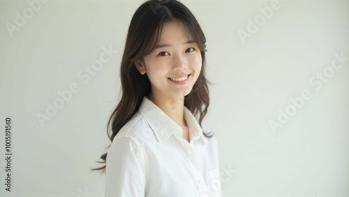 Portrait of a Japanese Woman with a Natural Smile - Bright and Clean Expression