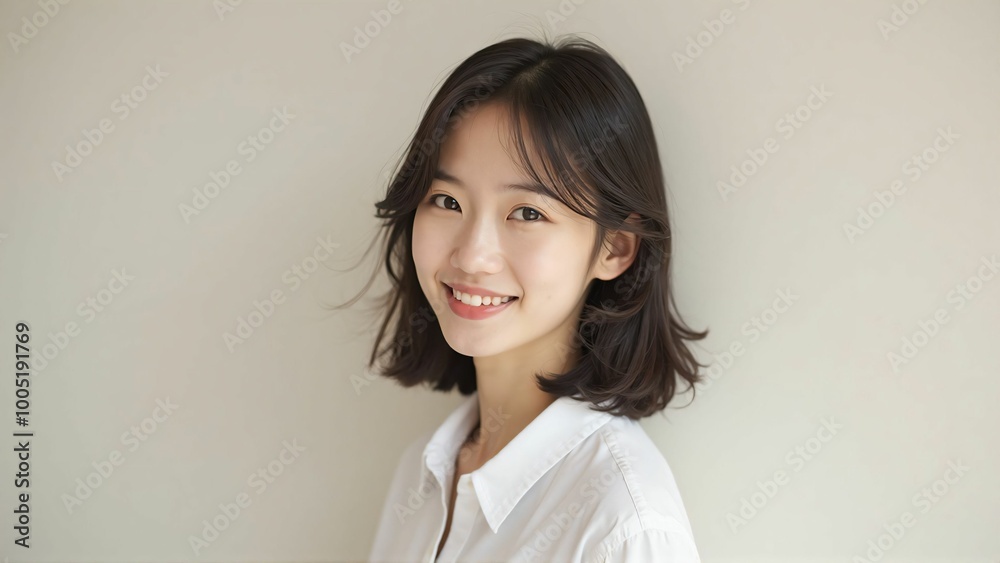 Portrait of a Japanese Woman with a Natural Smile - Bright and Clean Expression Portrait of a Japanese Woman with a Natural Smile - Bright and Clean Expression