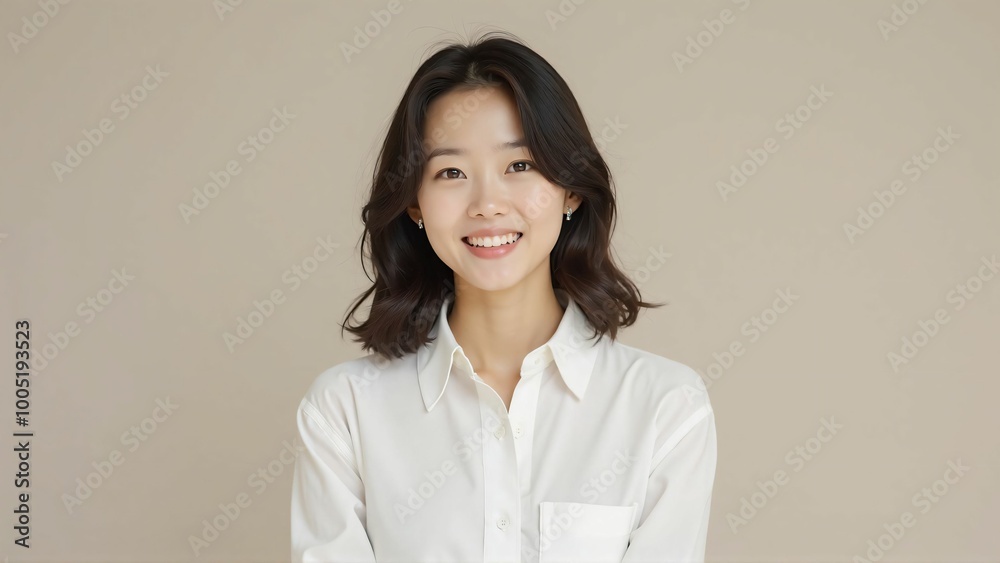 Confident Asian Businesswoman in White Shirt – Professional Portrait Confident Asian Businesswoman in White Shirt – Professional Portrait
