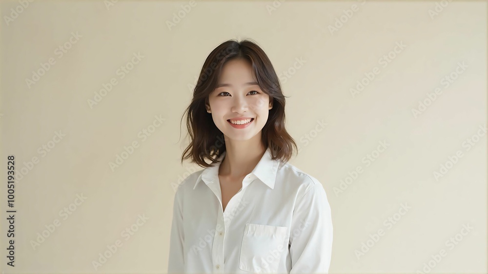 Confident Asian Businesswoman in White Shirt – Professional Portrait Confident Asian Businesswoman in White Shirt – Professional Portrait