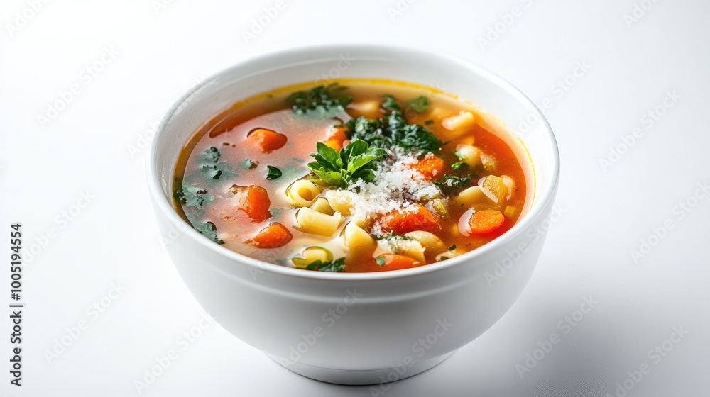 Fresh Vegetable Soup in a White Bowl Fresh Vegetable Soup in a White Bowl