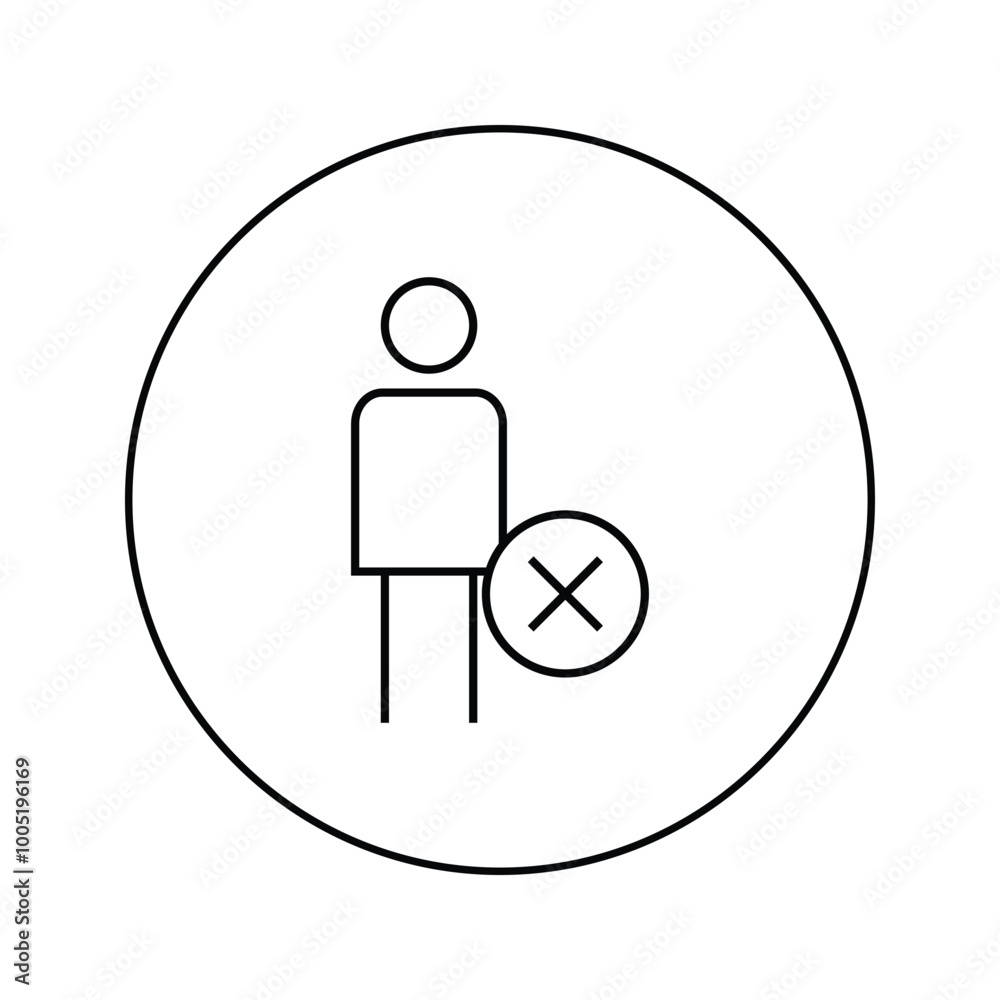 Person circle cross Line out icon with circle. Person circle cross Line out icon with circle.