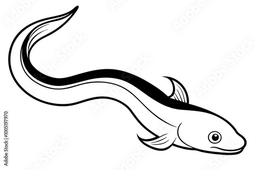 eel fish silhouette vector illustration white background