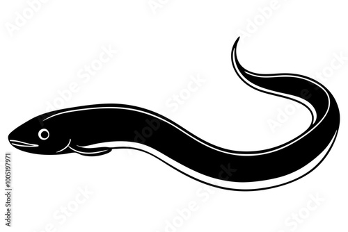 eel fish silhouette vector illustration white background